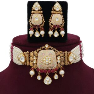 916 Gold Classy Colourful Moti Necklace Set AJNS95