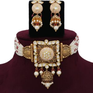 916 Gold Delite Colourful Moti Necklace Set AJNS88