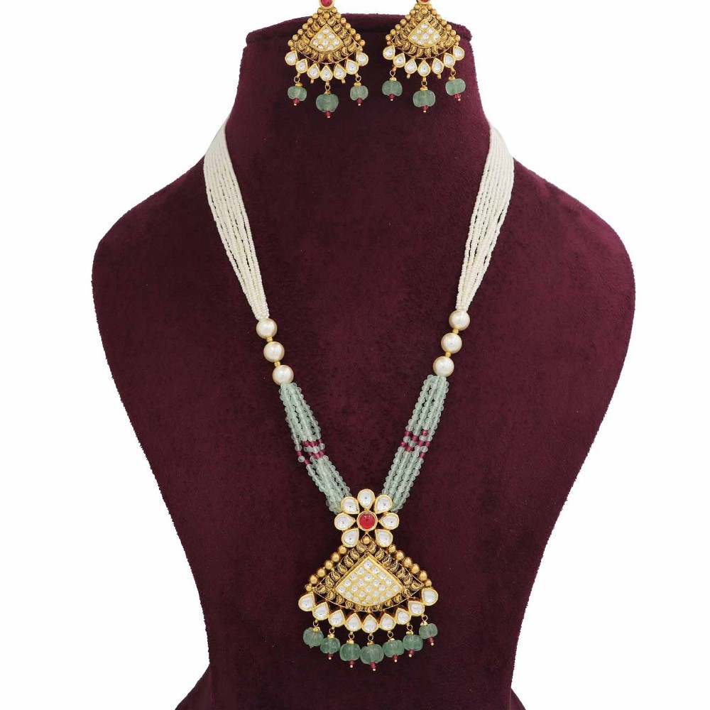 Colourful Pearl Antique Colourful Moti Necklace Set AJNS84