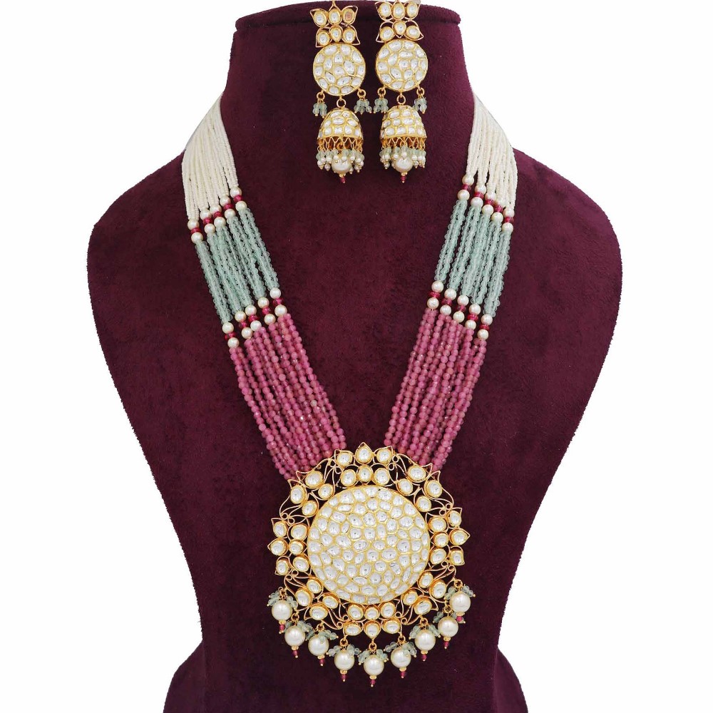 Colourful Pearl Glam Colourful Moti Necklace Set AJNS82
