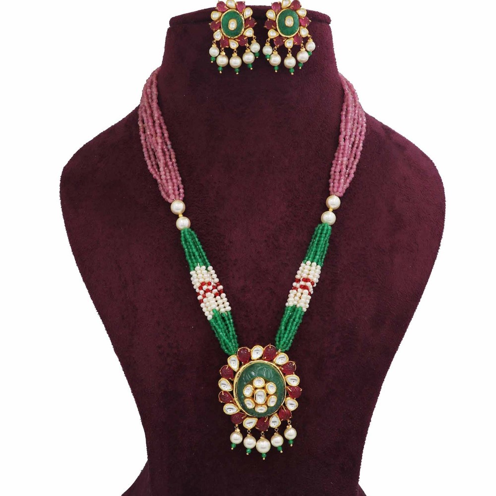 Colourful Pearl Glorious Colourful Moti Necklace Set AJNS80