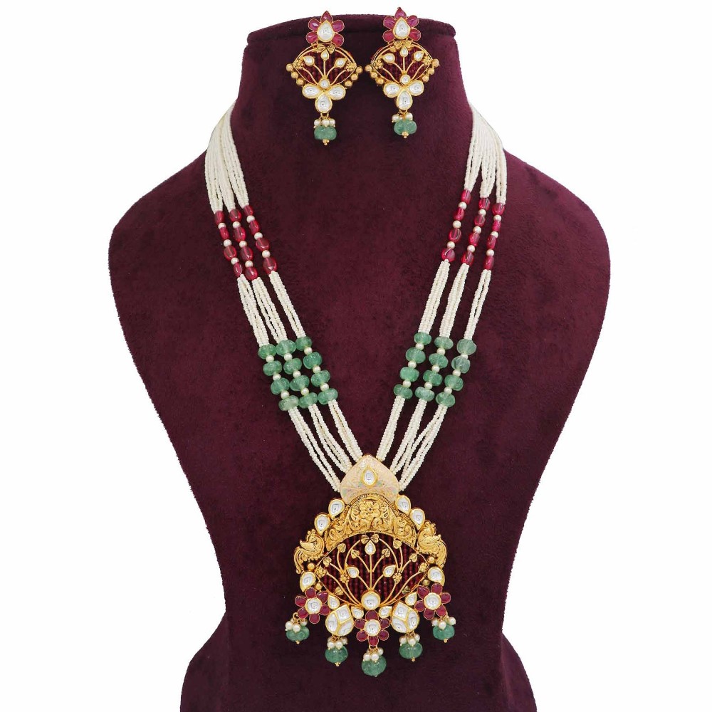 Colourful Pearl Royal Colourful Moti Necklace Set AJNS79