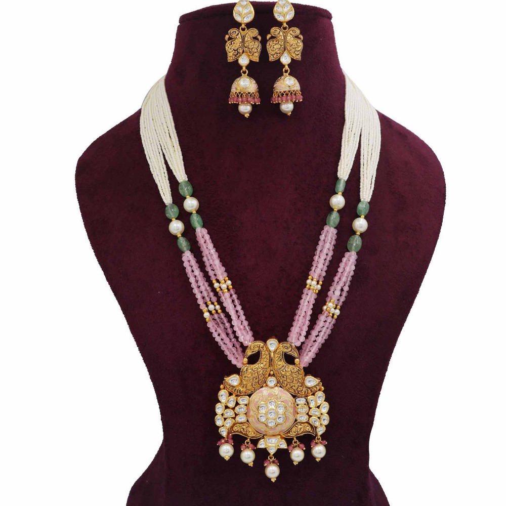 Colourful Pearl Flair Colourful Moti Necklace Set AJNS78
