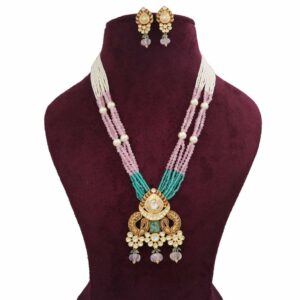 Colourful Pearl Shining Colourful Moti Necklace Set AJNS77
