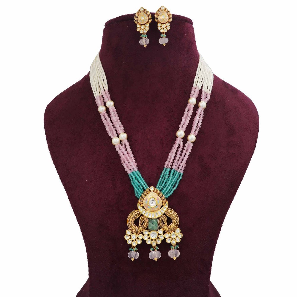 Colourful Pearl Shining Colourful Moti Necklace Set AJNS77