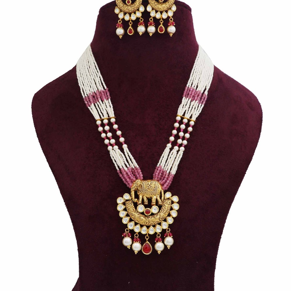 Colourful Pearl Delicate Colourful Moti Necklace Set AJNS74