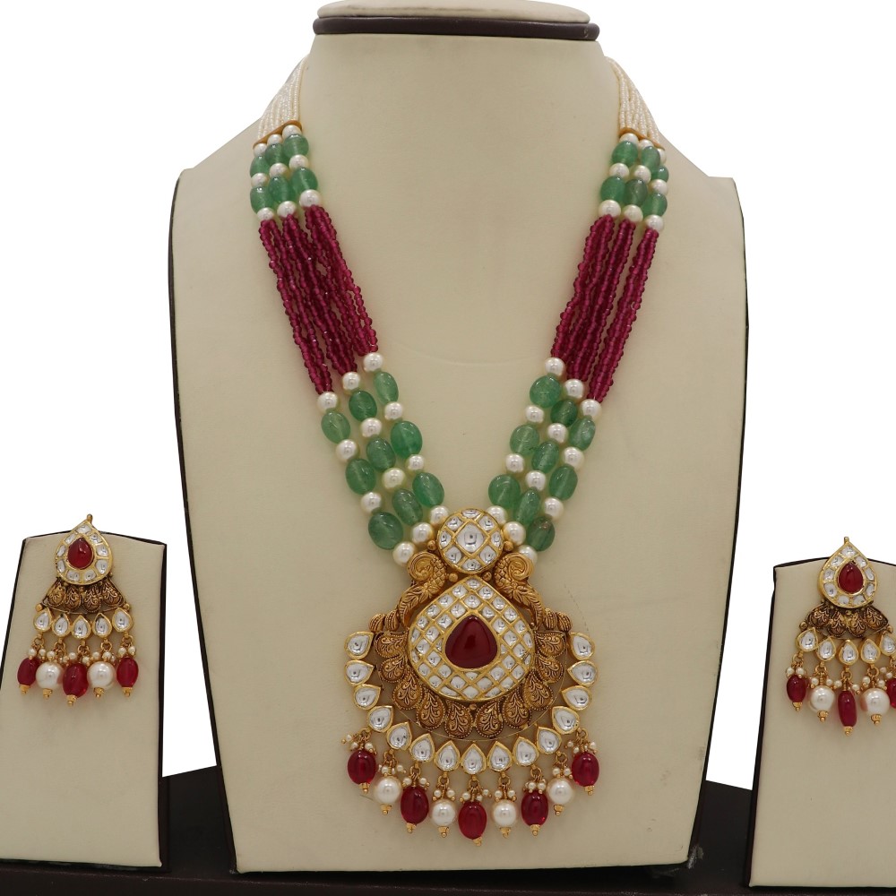 Colourful Pearl Simple Colourful Moti Necklace Set AJNS72