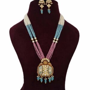 Colourful Pearl Loopy Bends Colourful Moti Necklace Set AJNS71