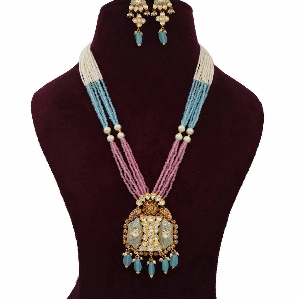 Colourful Pearl Loopy Bends Colourful Moti Necklace Set AJNS71