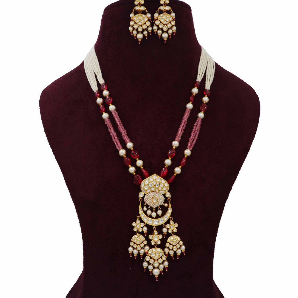 Colourful Pearl Interlink Colourful Moti Necklace Set AJNS70