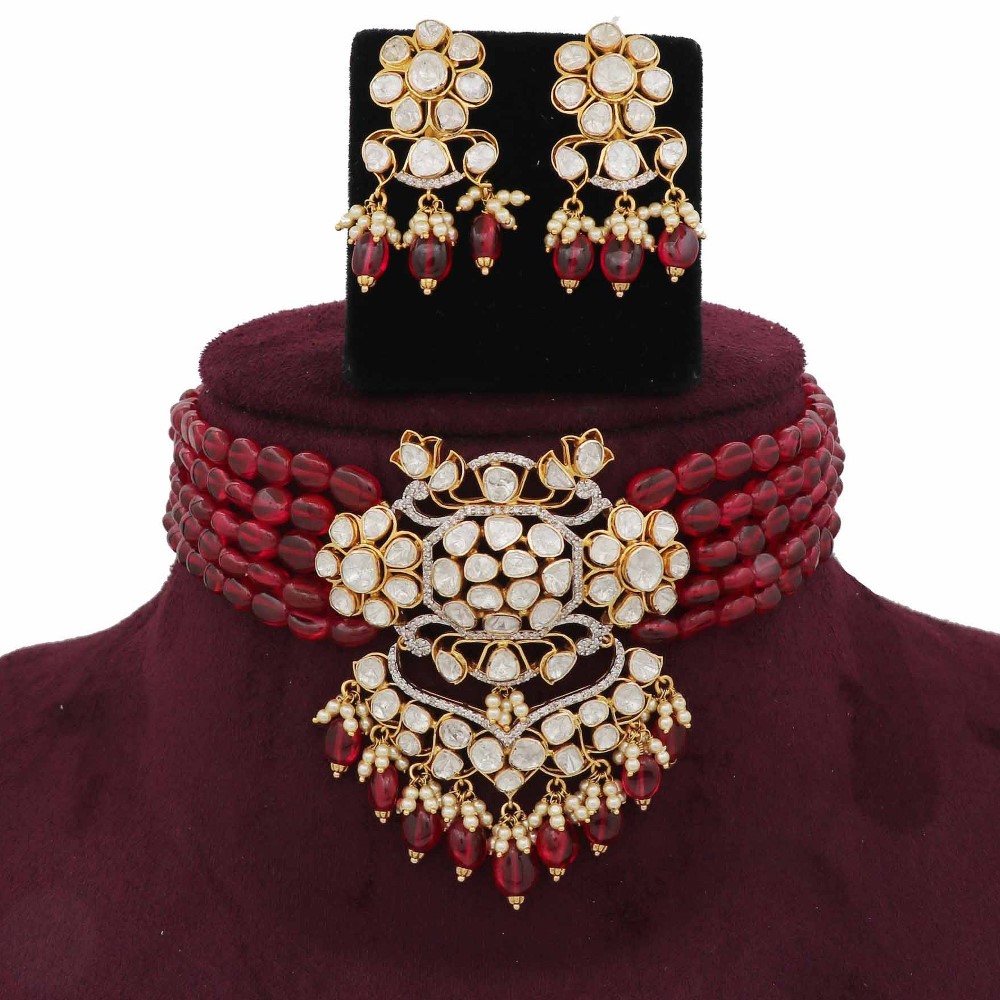 Colourful Pearl Pretty Colourful Moti Necklace Set AJNS64