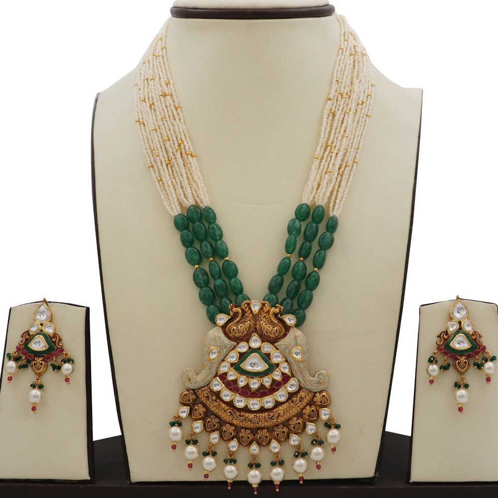 Colourful Pearl Beautiful Colourful Moti Necklace Set AJNS63