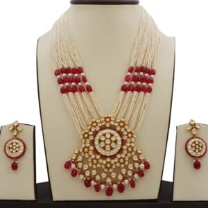 Colourful Pearl Attractive Floral Colourful Moti Necklace Set AJNS62