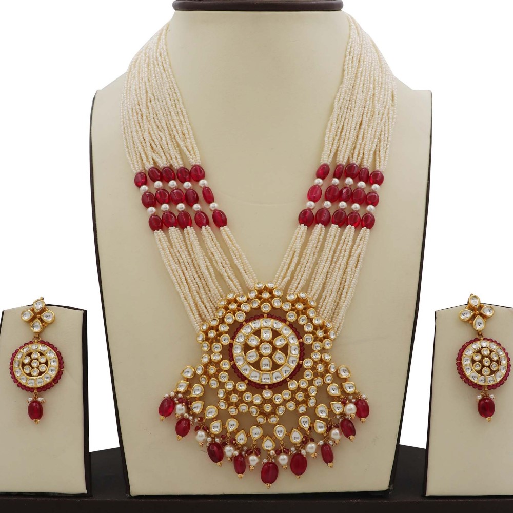 Colourful Pearl Attractive Floral Colourful Moti Necklace Set AJNS62