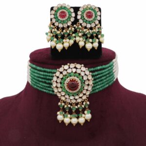 Colourful Pearl Dazzling Colourful Moti Necklace Set AJNS61