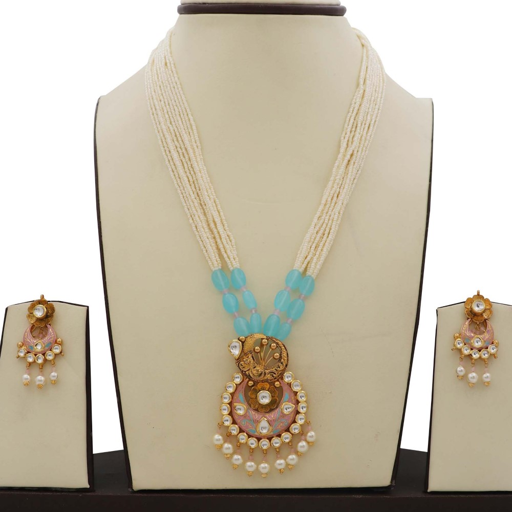 Colourful Pearl Elite Colourful Moti Necklace Set AJNS58