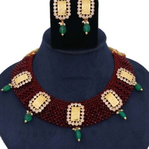Pearl Delight Gold Studded Necklace Set AJNS24