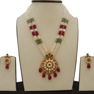 Pearl Elite Gold Studded Necklace Set AJNS02