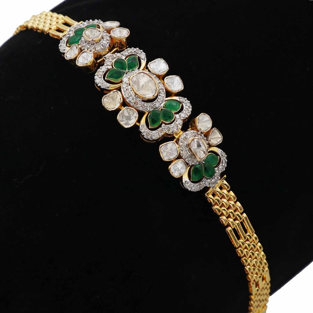 Colourful Moti Shining Gold Bracelet AJB75