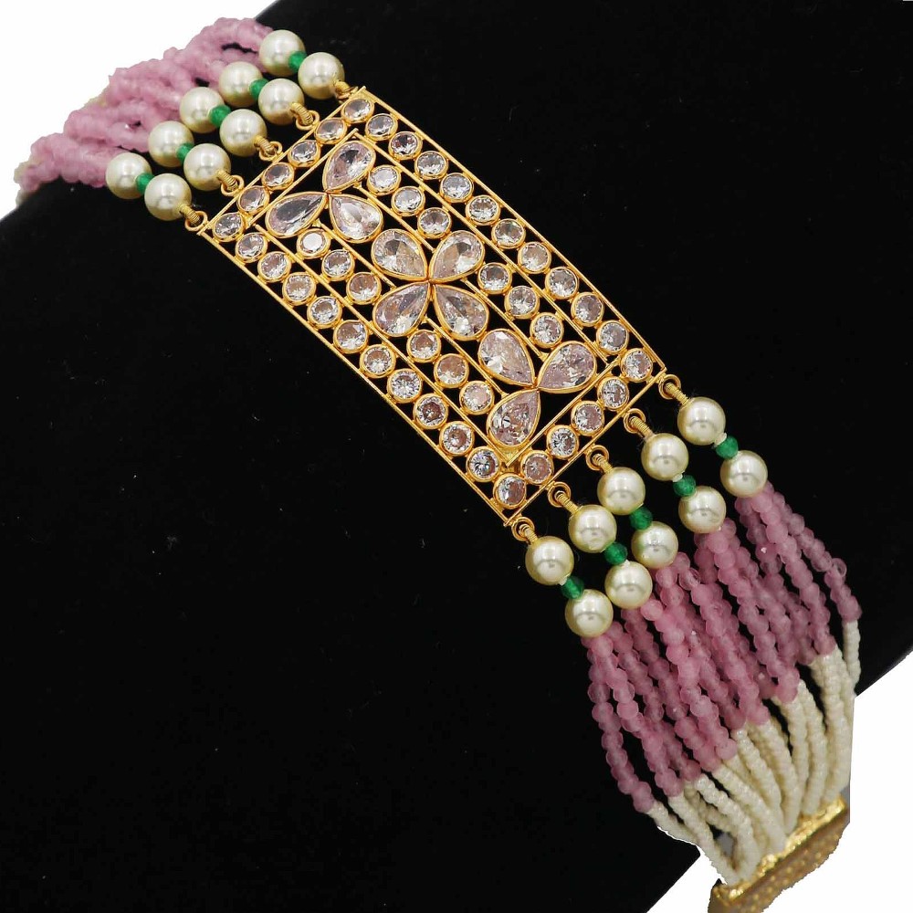 Colourful Moti Delicate Gold Bracelet AJB72