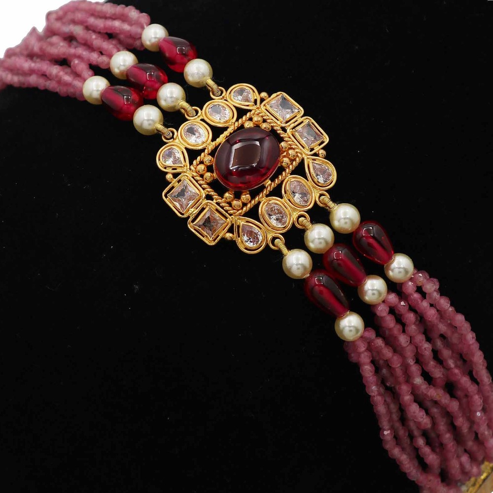 Colourful Moti Simple Gold Bracelet AJB70