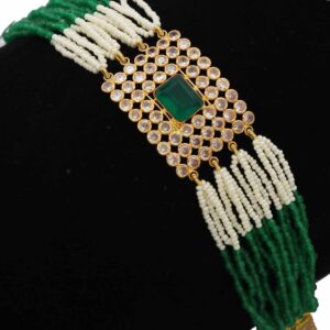 Colourful Moti Interlink Gold Bracelet AJB68