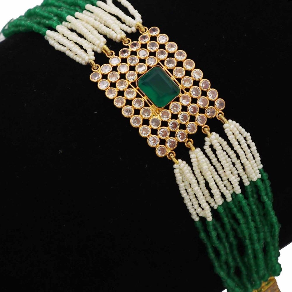 Colourful Moti Interlink Gold Bracelet AJB68