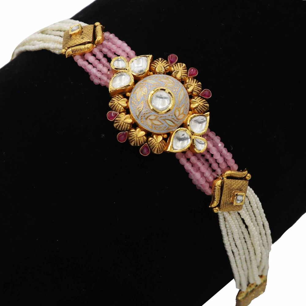 Colourful Moti Stylish Gold Bracelet AJB64