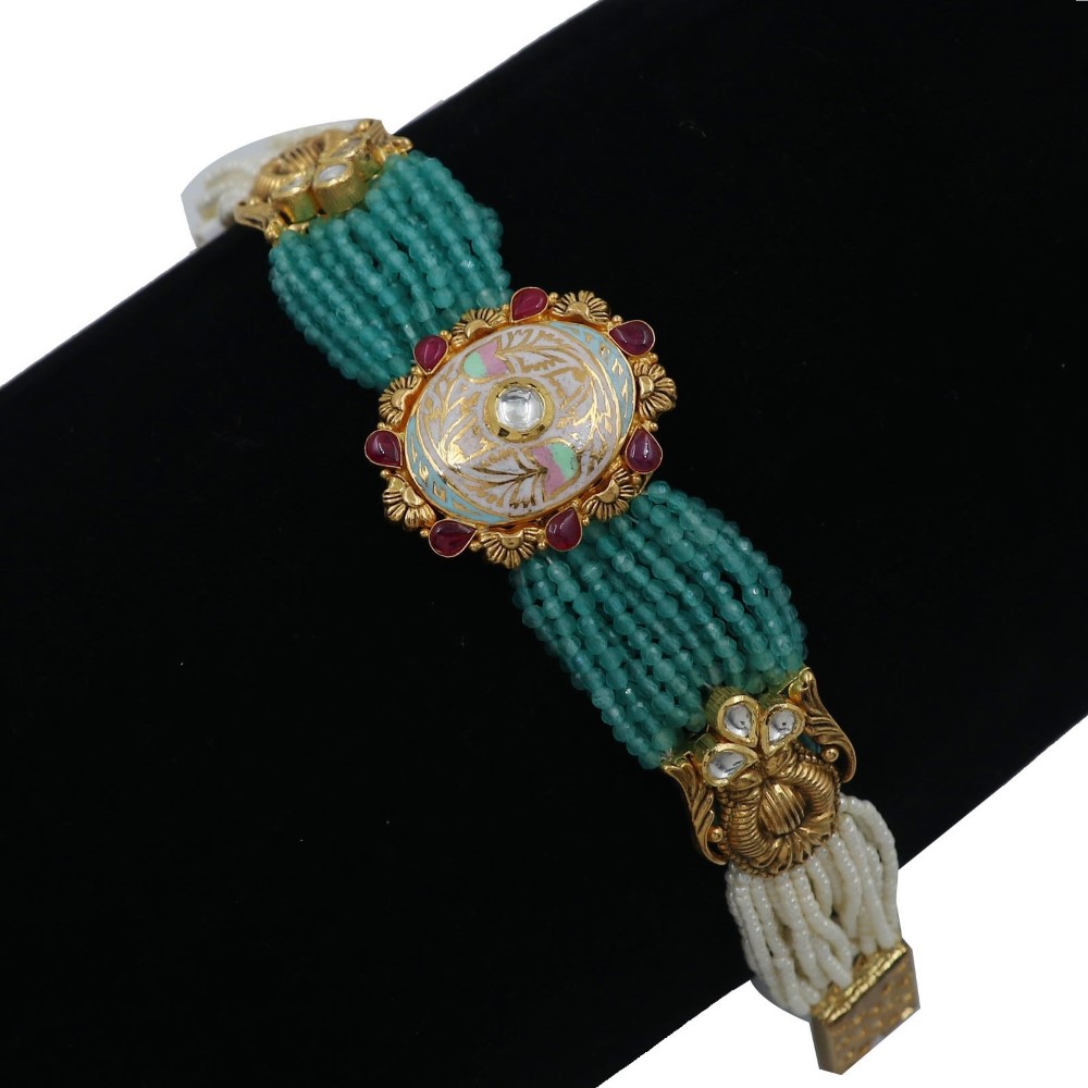 Colourful Moti Dazzling Gold Bracelet AJB59