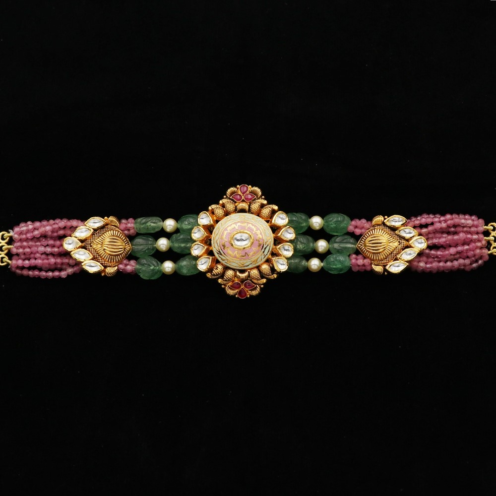Colourful Moti Elite Gold Bracelet AJB56