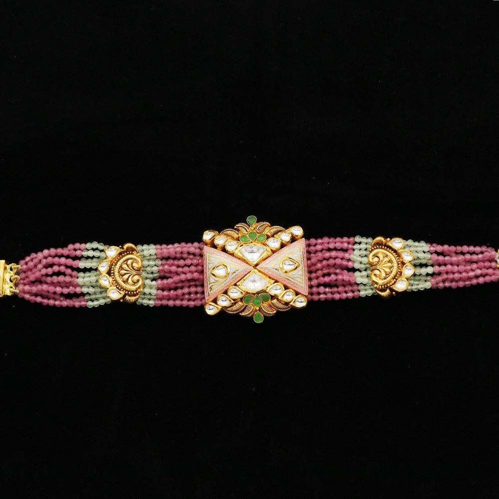 Colourful Moti Elegant Gold Bracelet AJB55