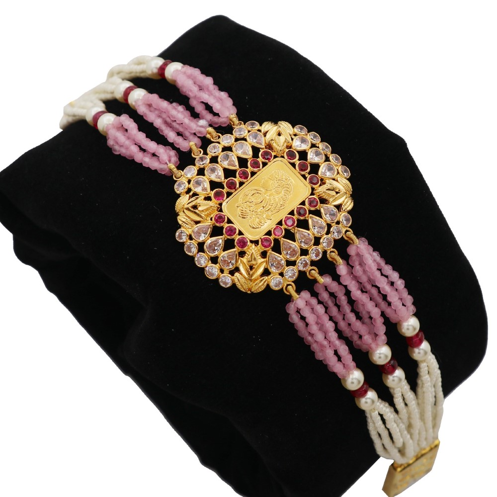 22k Gold Delight Colourful Pearl Bracelet AJB24