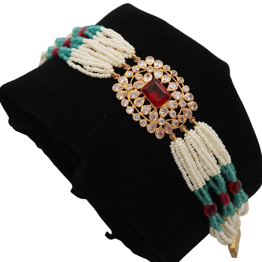 22k Gold Shining Colourful Pearl Bracelet AJB21