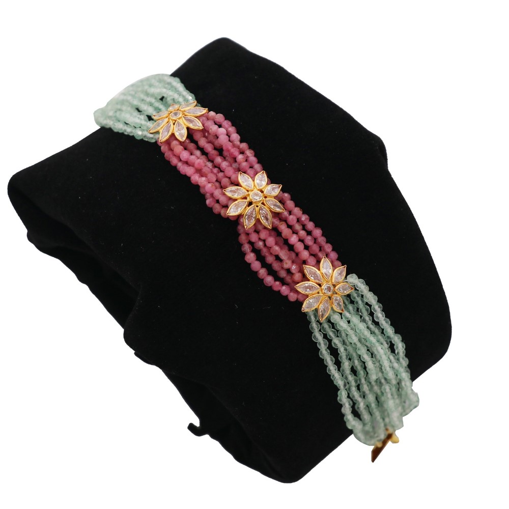 22k Gold Delicate Colourful Pearl Bracelet AJB18