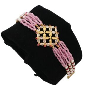 22k Gold Attractive Bow cut-out Colourful Pearl Bracelet AJB17