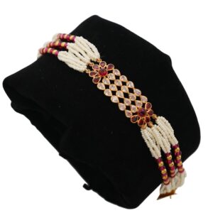 22k Gold Loopy Bends Colourful Pearl Bracelet AJB15