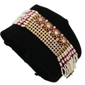 22k Gold Floral Colourful Pearl Bracelet AJB13