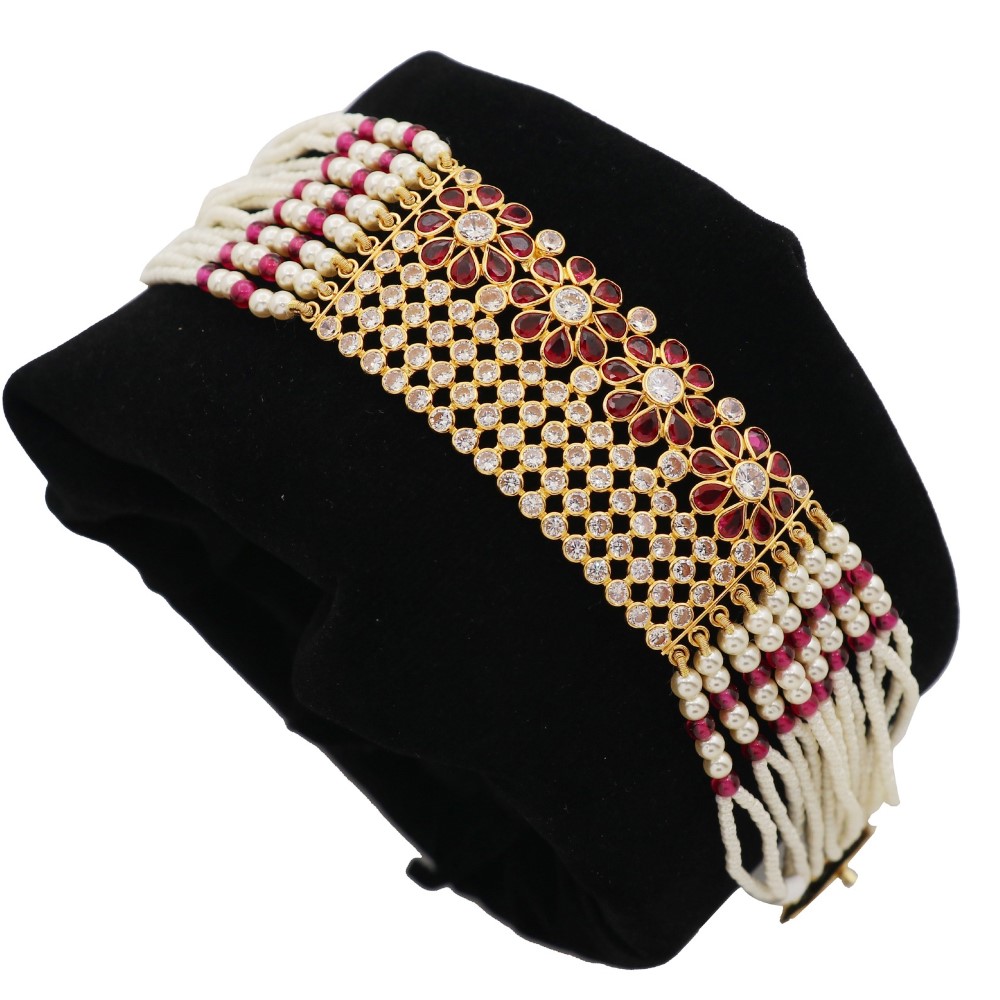 22k Gold Floral Colourful Pearl Bracelet AJB13