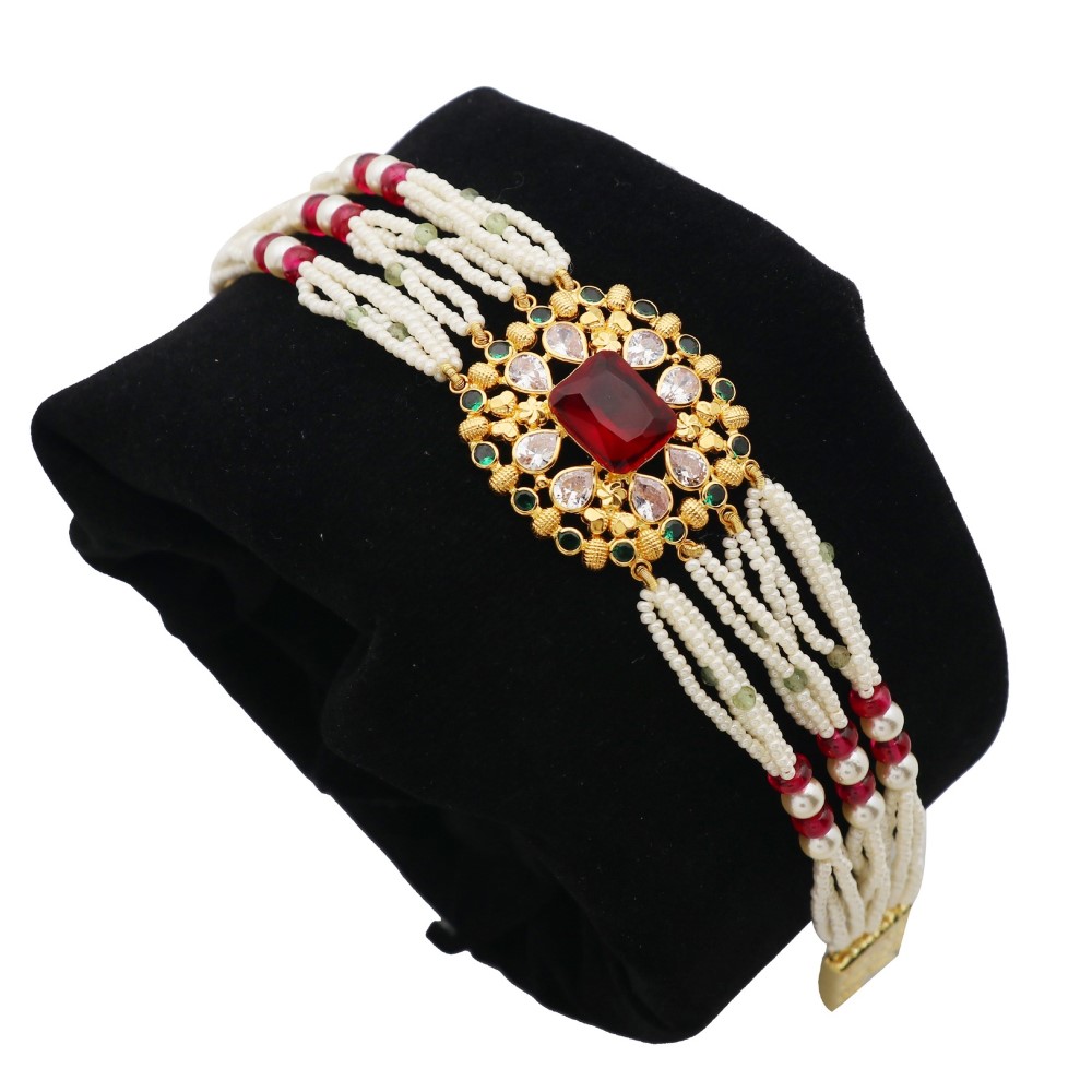 22k Gold Classy Colourful Pearl Bracelet AJB11