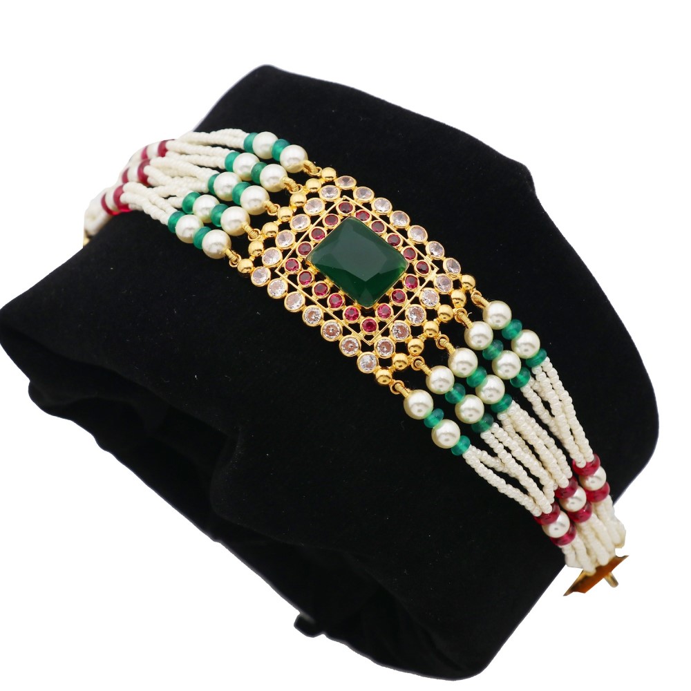 22k Gold Stylish Colourful Pearl Bracelet AJB10