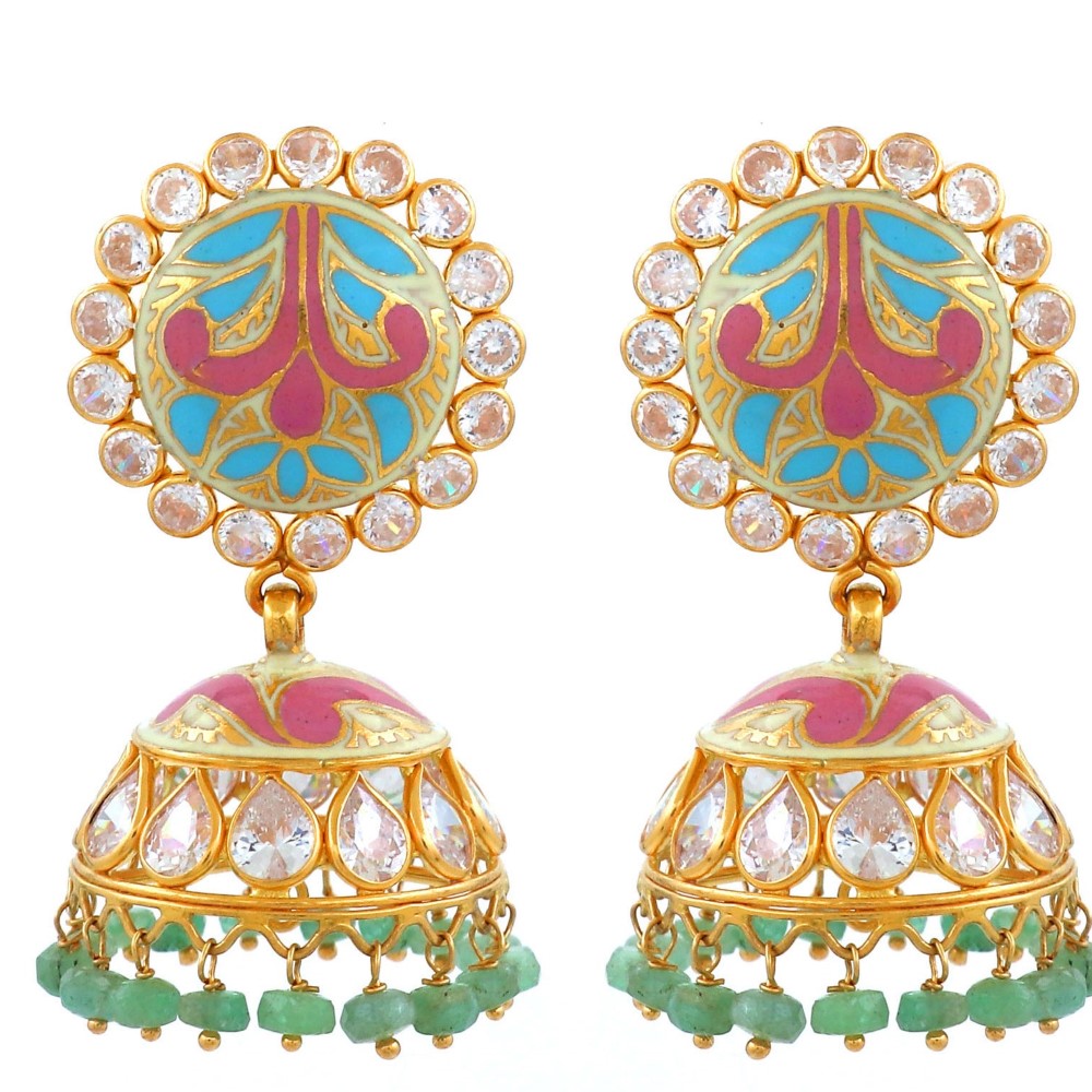 22k Gold Shining Colourful Pearl Earrings AJE21