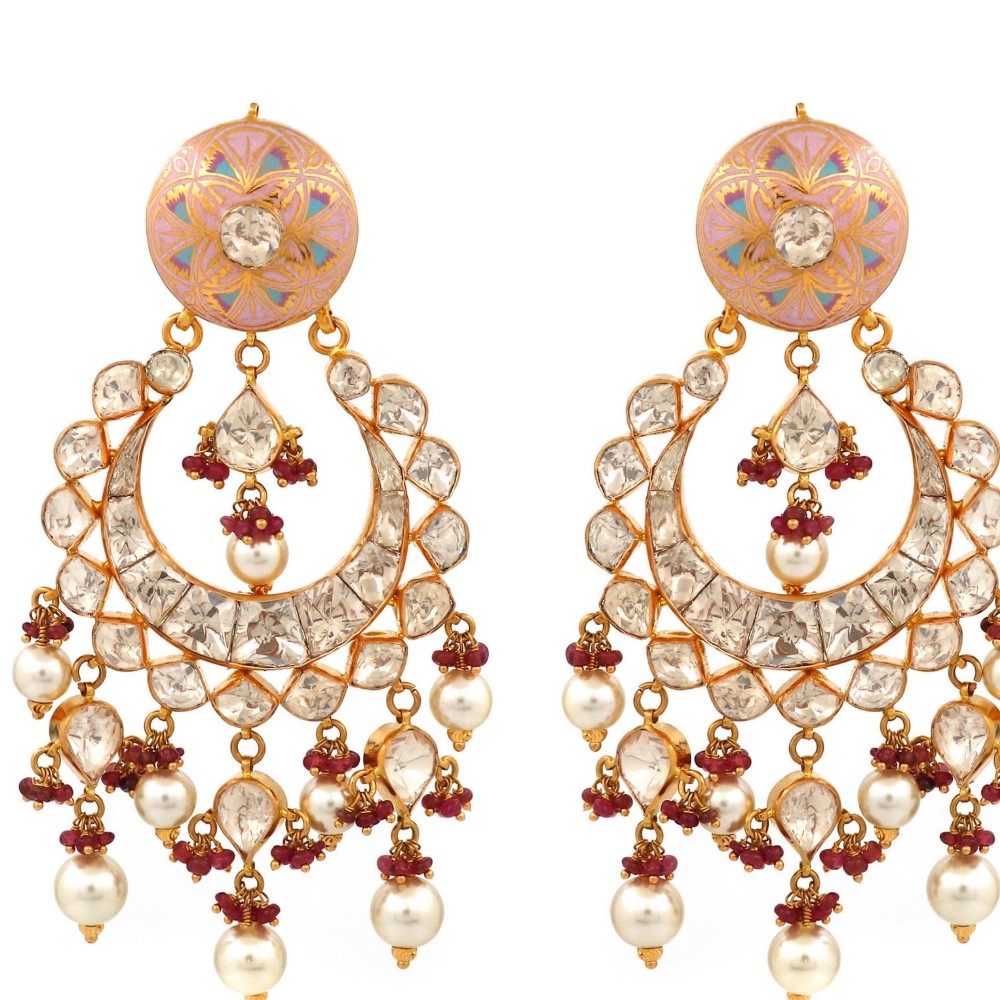 22k Gold Blooming Colourful Pearl Earrings AJE20