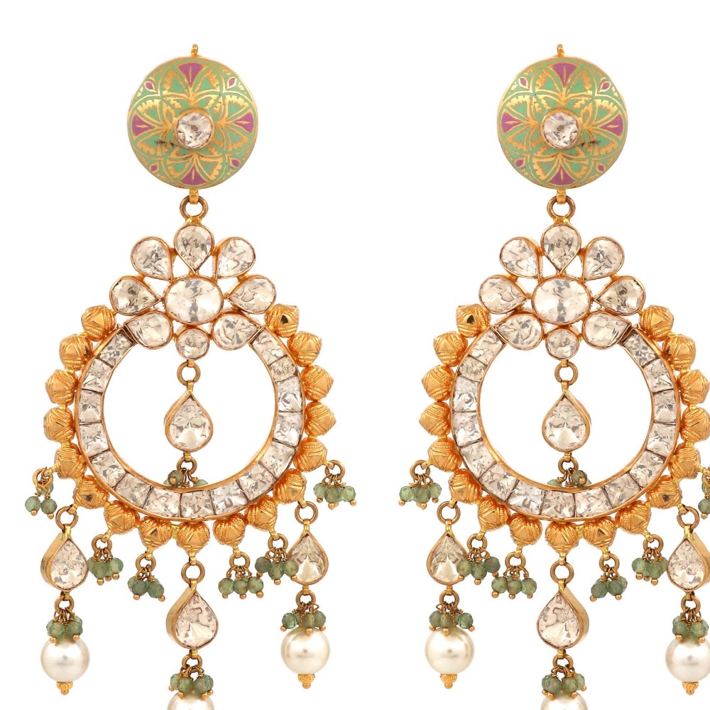 22k Gold Blossom Colourful Pearl Earrings AJE19