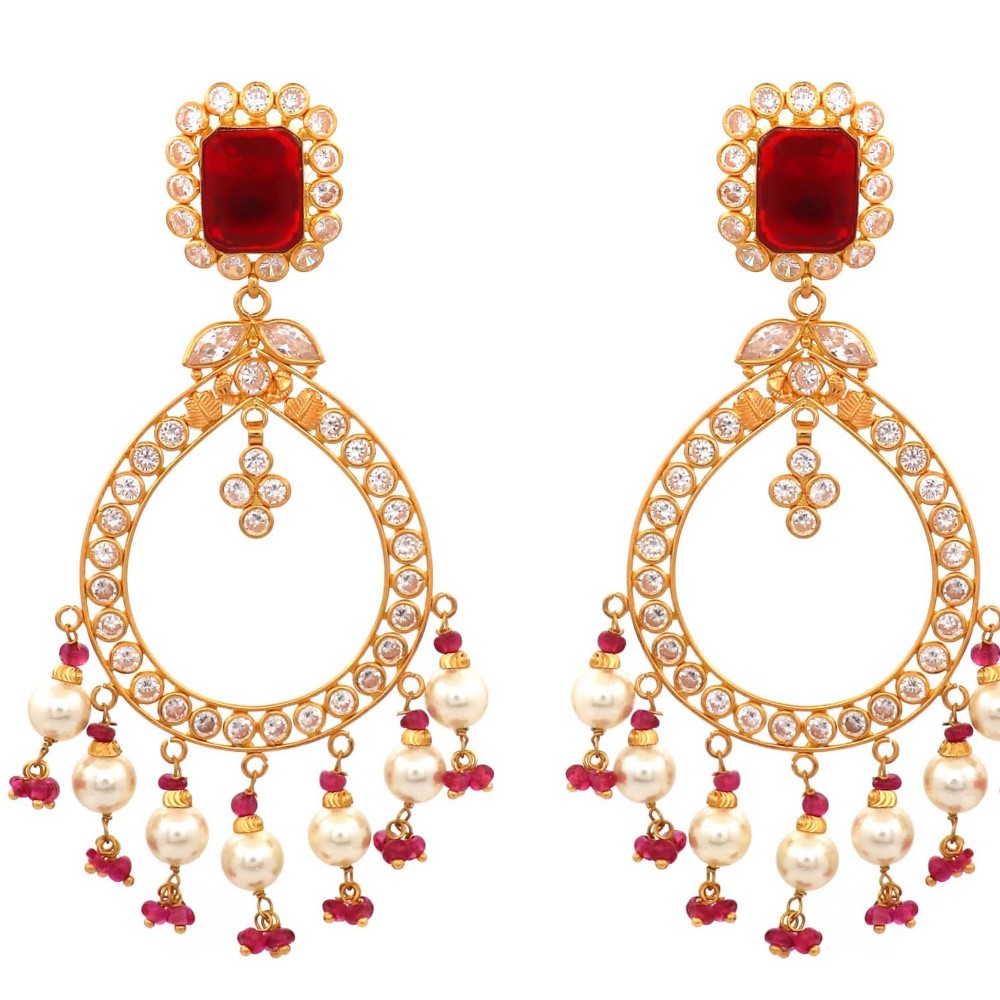 22k Gold Dazzling Colourful Pearl Earrings AJE05