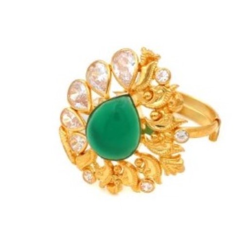 916 Yellow Gold Attractive Bow cut-out Pearl Ring For Women