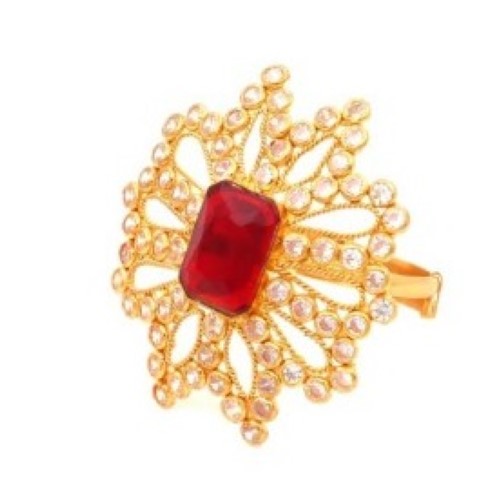 916 Yellow Gold Interlink Pearl Ring For Women
