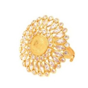 916 Yellow Gold Sparkling Pearl Ring For Women