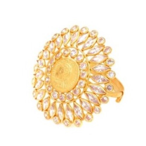 916 Yellow Gold Sparkling Pearl Ring For Women