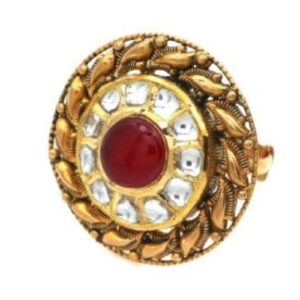 916 Yellow Gold Attractive Floral Pearl Ring For Women