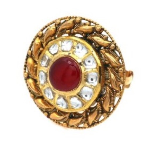 916 Yellow Gold Attractive Floral Pearl Ring For Women
